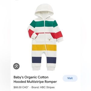 HBC Stripes-18-24mnt-NWT never worn Hooded multi stripe Romper.